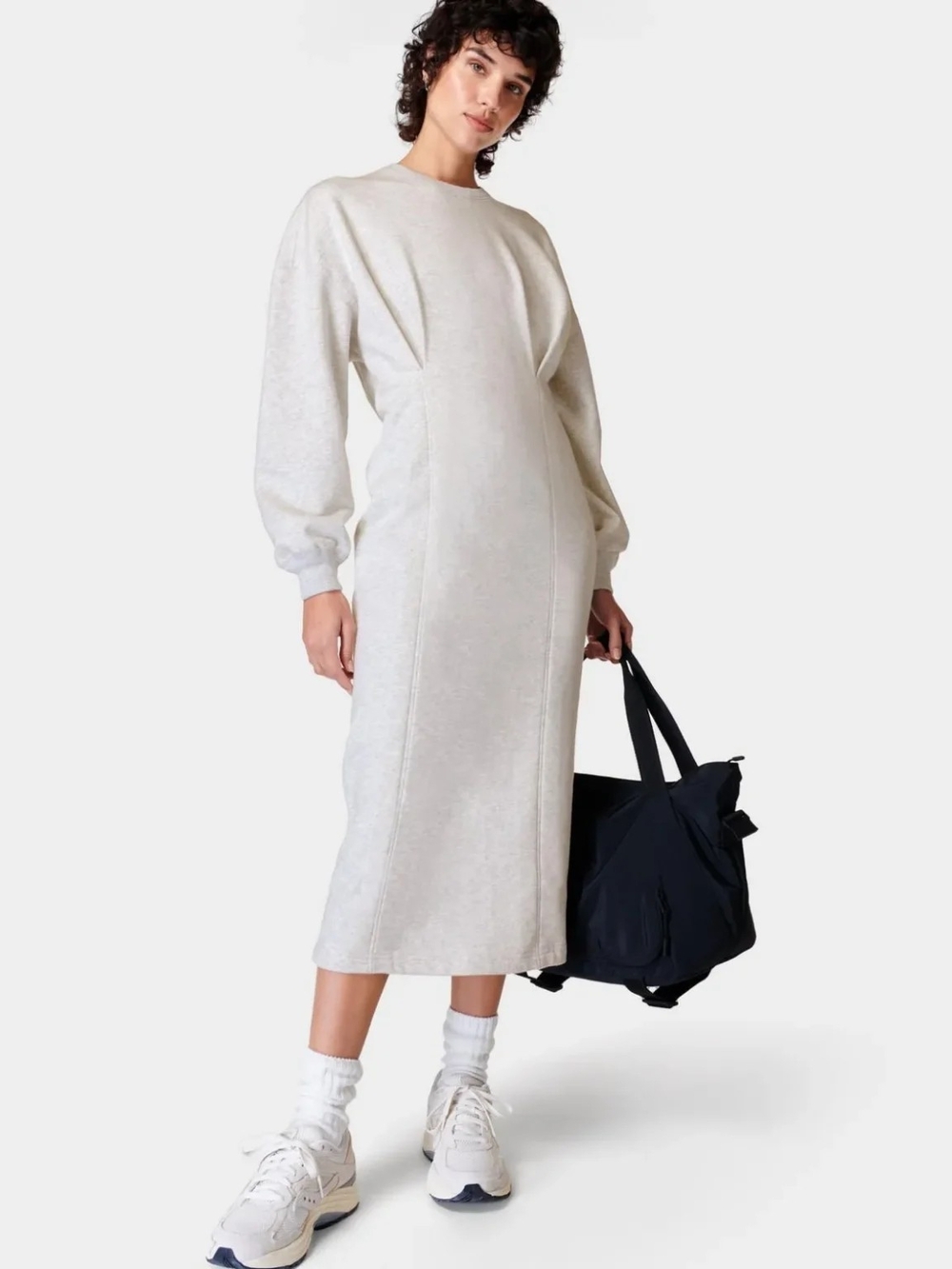 NWT Sweaty Betty Revive Grey Midi Sweatshirt Dress